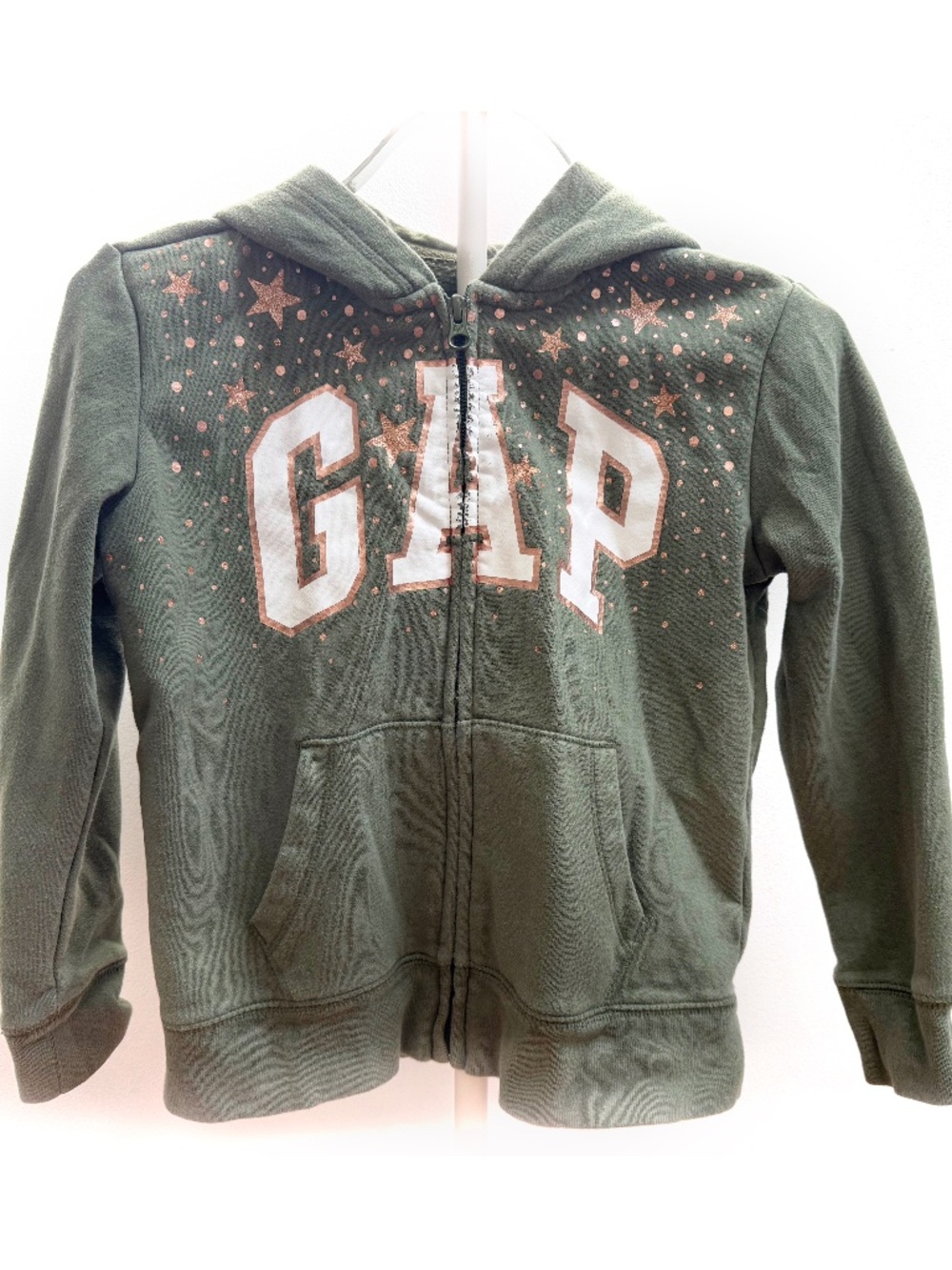 Gap Kids Green & Pink Star Print Full-Zip Logo Hoodie